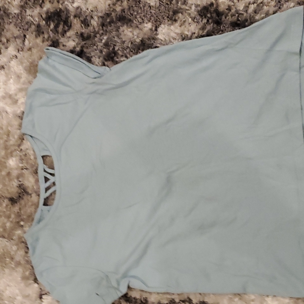 Blue short sleeve shirt size L in girls